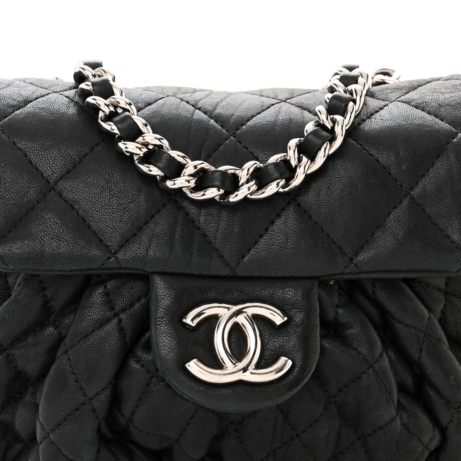 Chanel Washed Lambskin Quilted Mini Chain Around Flap Black 8 of 12