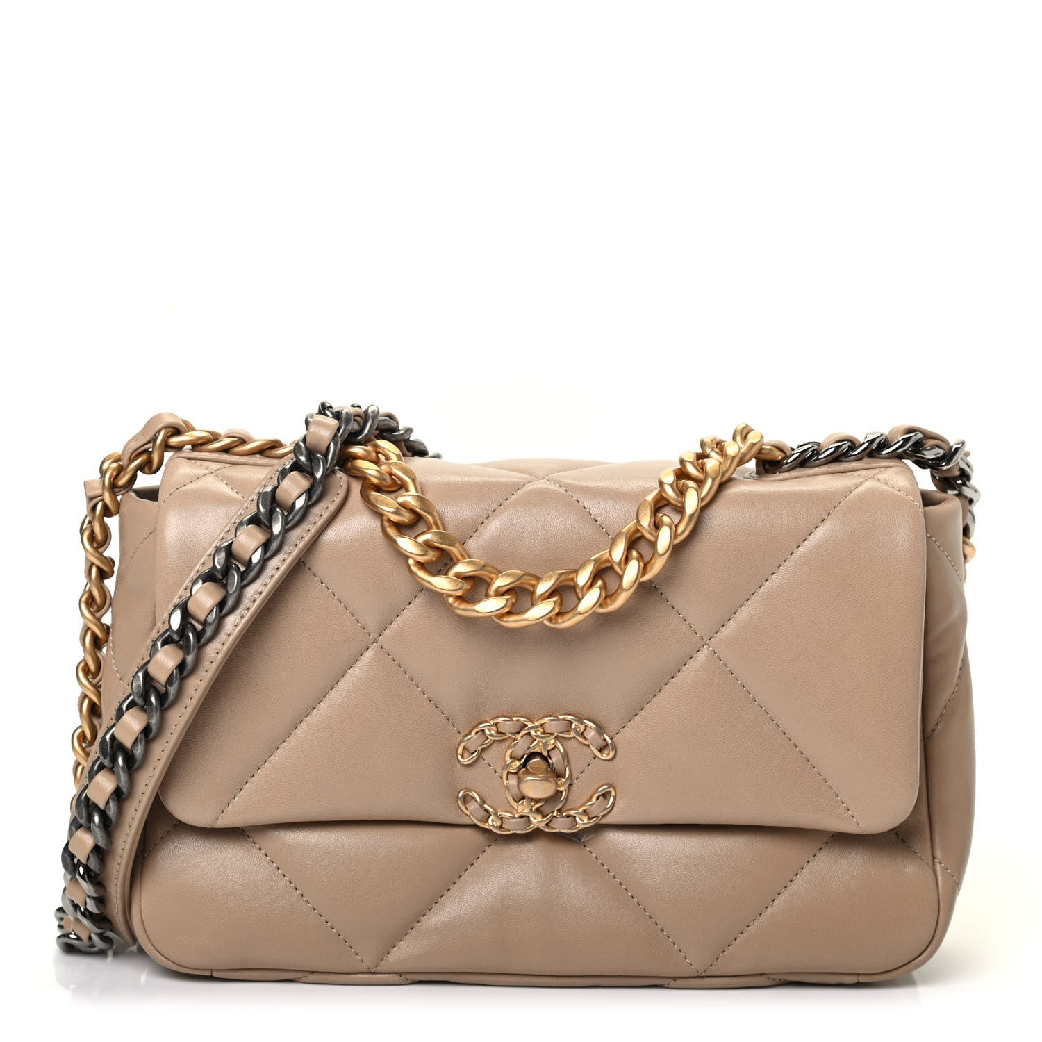 Chanel Lambskin Quilted Medium Chanel 19 Flap Dark Beige 1 of 4
