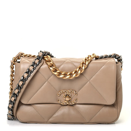 Chanel Lambskin Quilted Medium Chanel 19 Flap Dark Beige 1 of 4