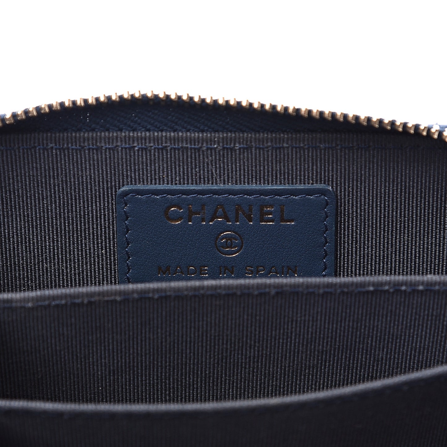 Caviar Quilted Boy Zip Around Coin Purse Wallet Dark Blue