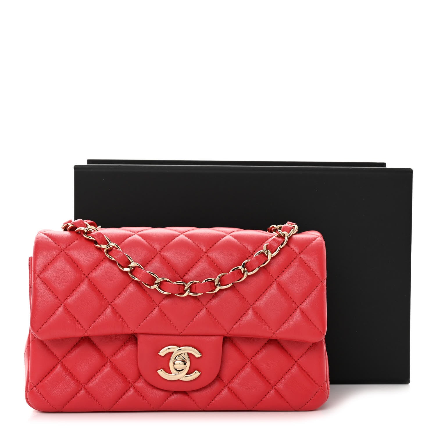 Chanel Lambskin Quilted Mini Rectangular Flap Red 11 of 11