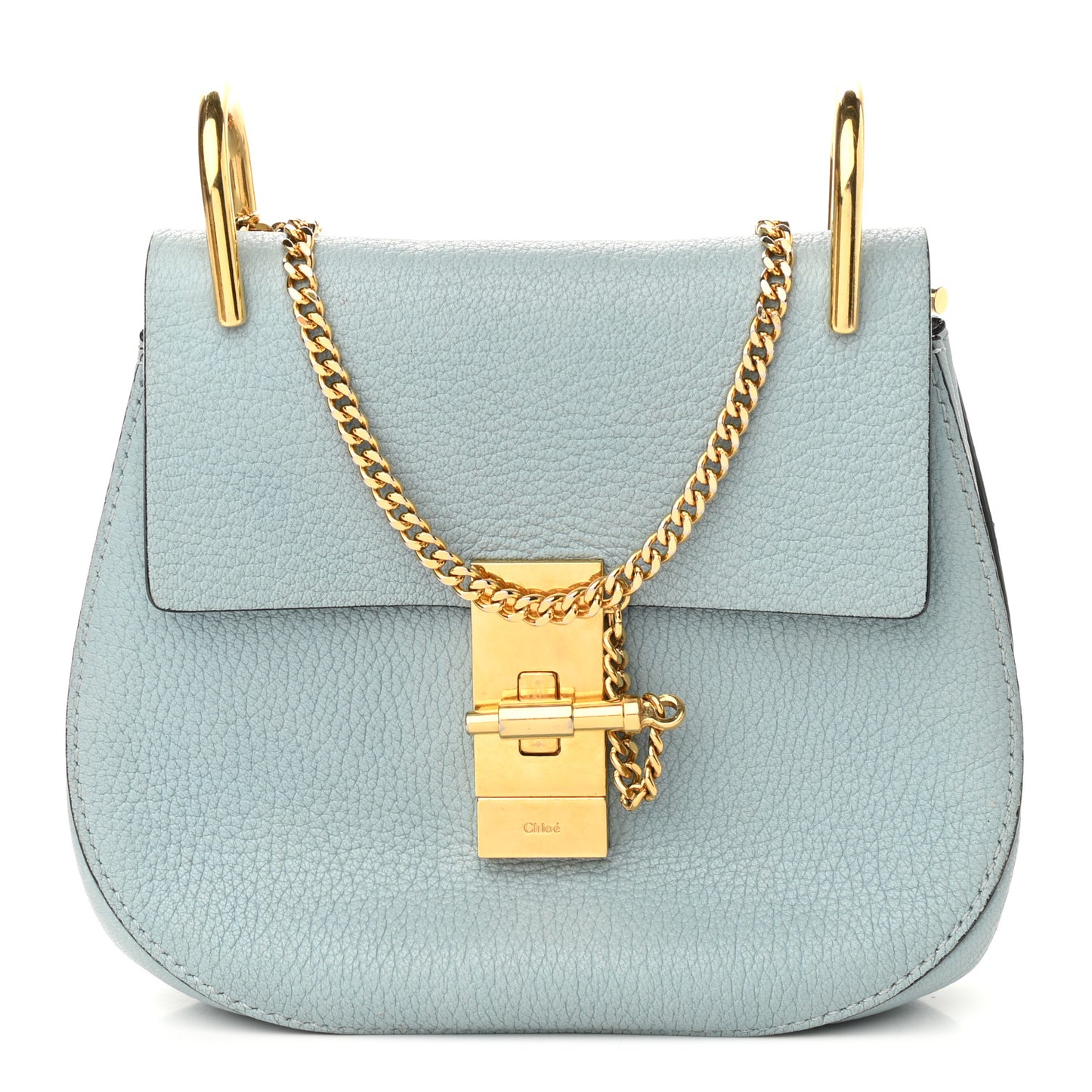 Grained Lambskin Mini Drew Shoulder Bag Cloudy Blue