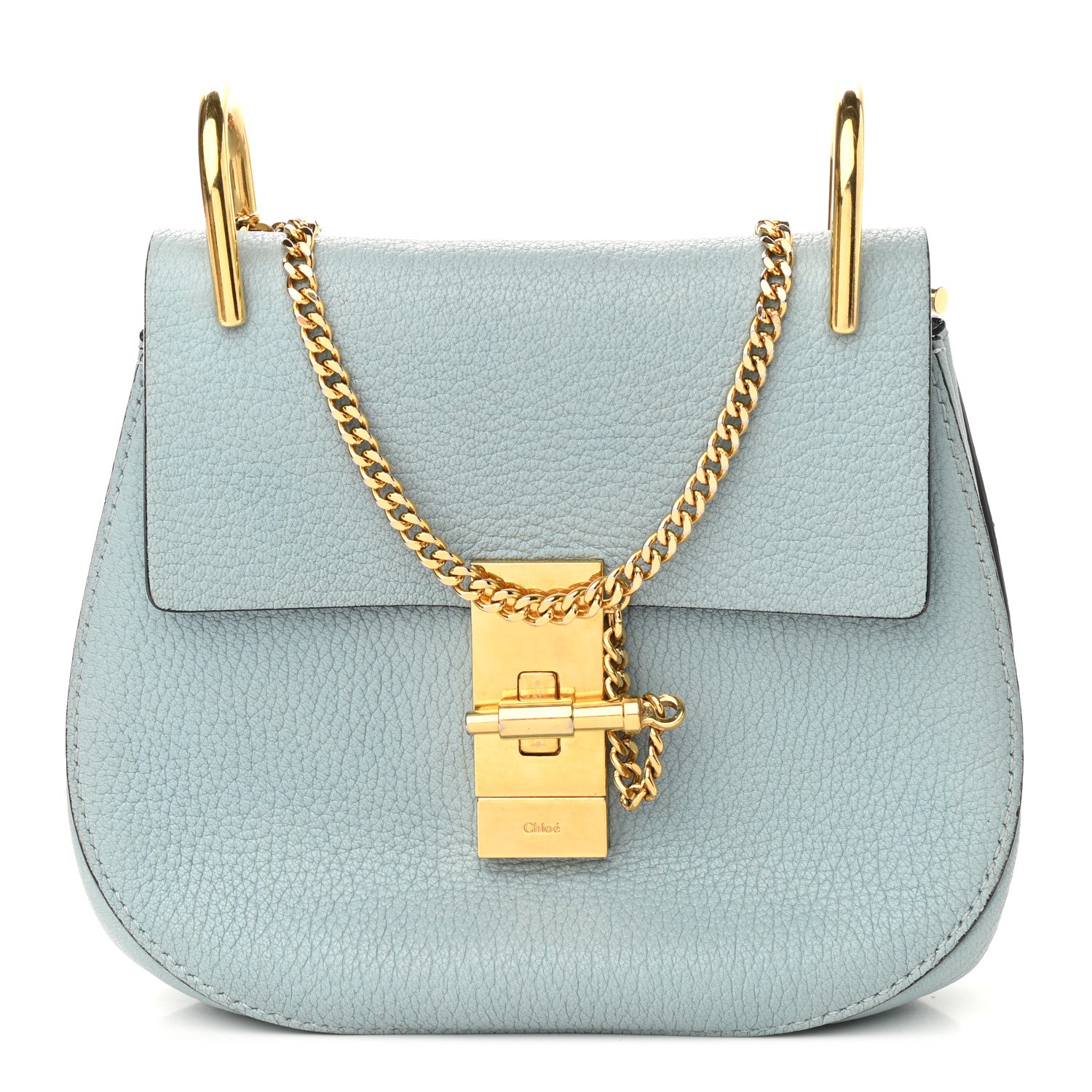 Chloe Grained Lambskin Mini Drew Shoulder Bag Cloudy Blue 1 of 8