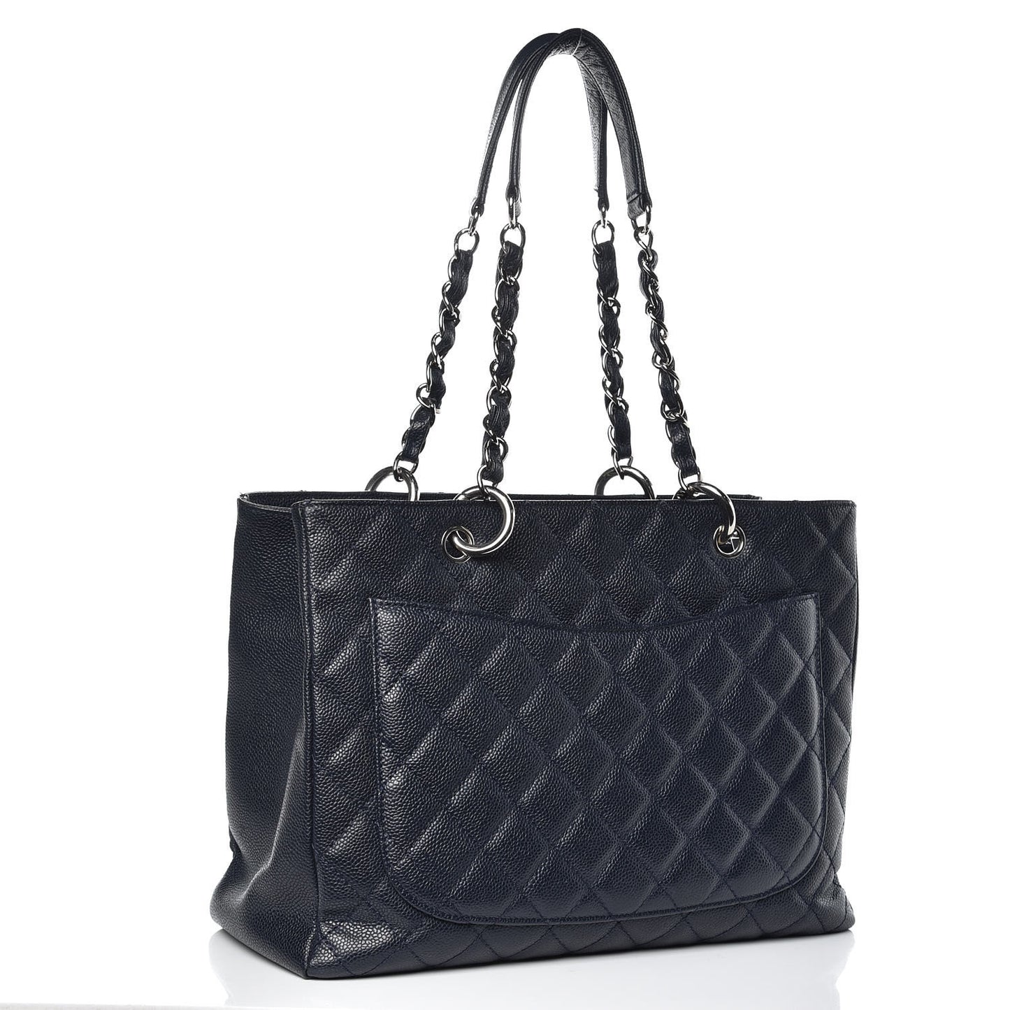 Caviar Quilted Grand Shopping Tote GST Navy Blue