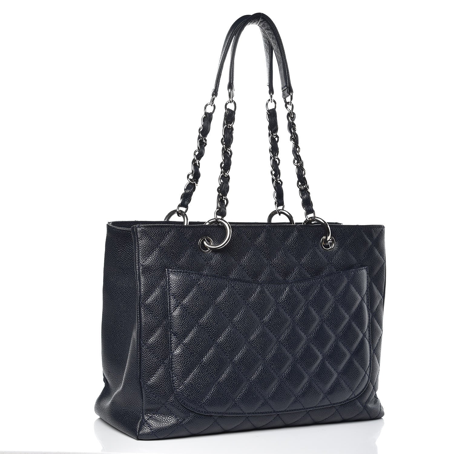 Chanel Caviar Quilted Grand Shopping Tote GST Navy Blue 3 of 14
