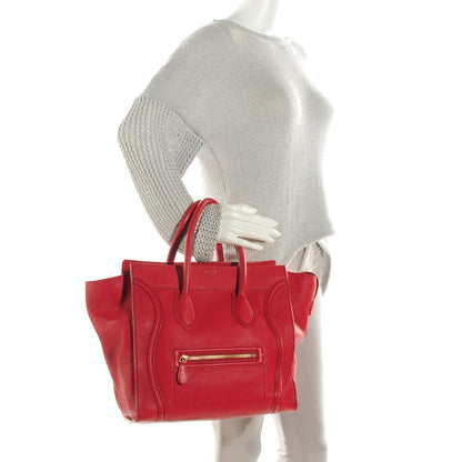 Celine Pebbled Calfskin Mini Luggage Red 2 of 9