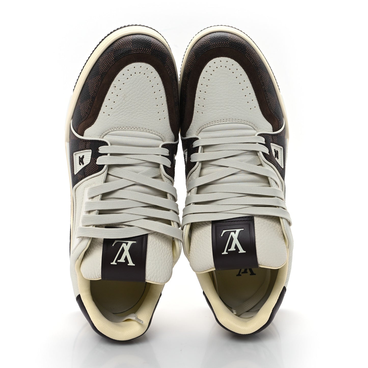 Grained Calfskin Damier Ebene Mens LV Trainer Sneakers 8 Moka Brown