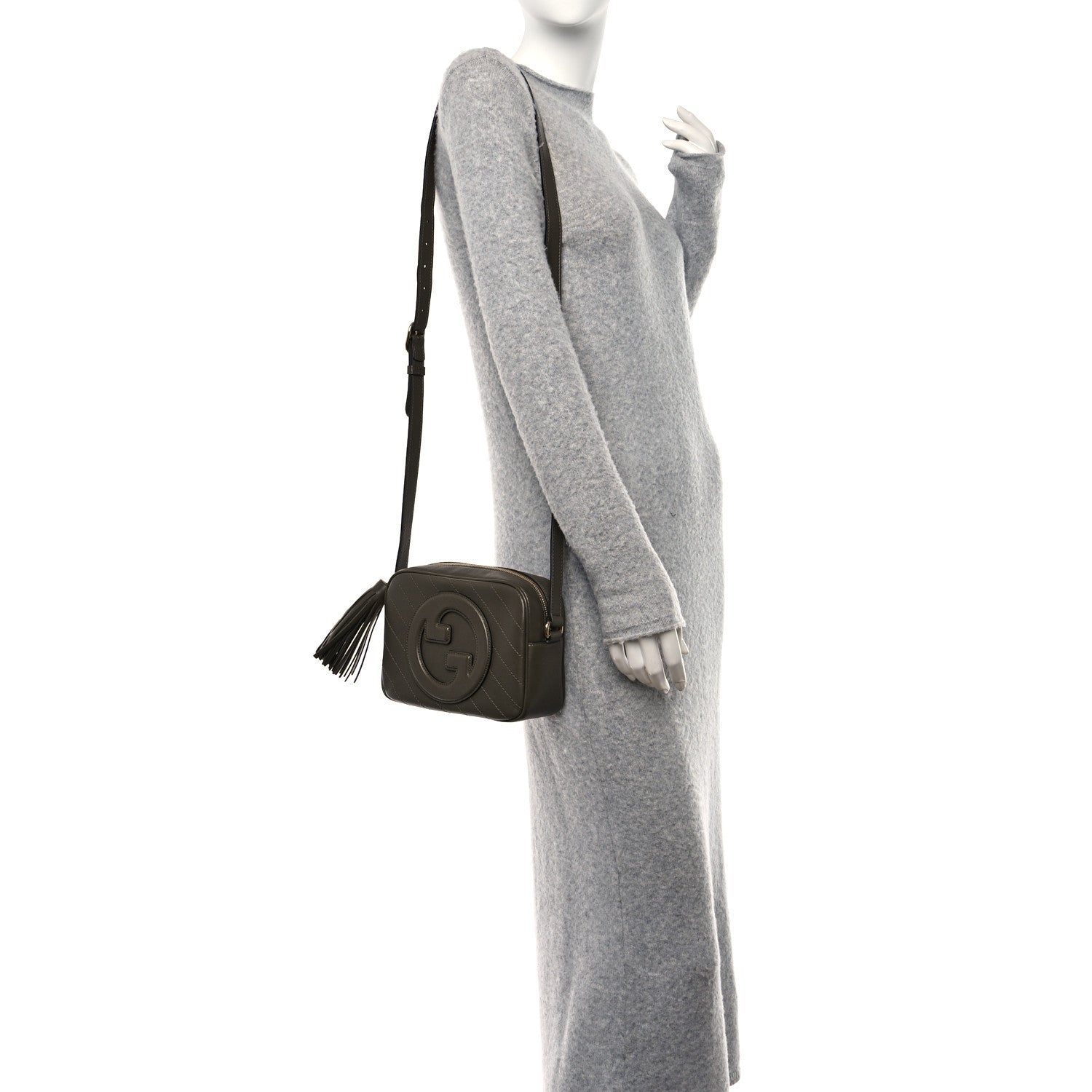 Gucci Sakai Be Green Calfskin Diagonal Stitched Small Blondie Shoulder Bag Craclet Brown 2 of 10