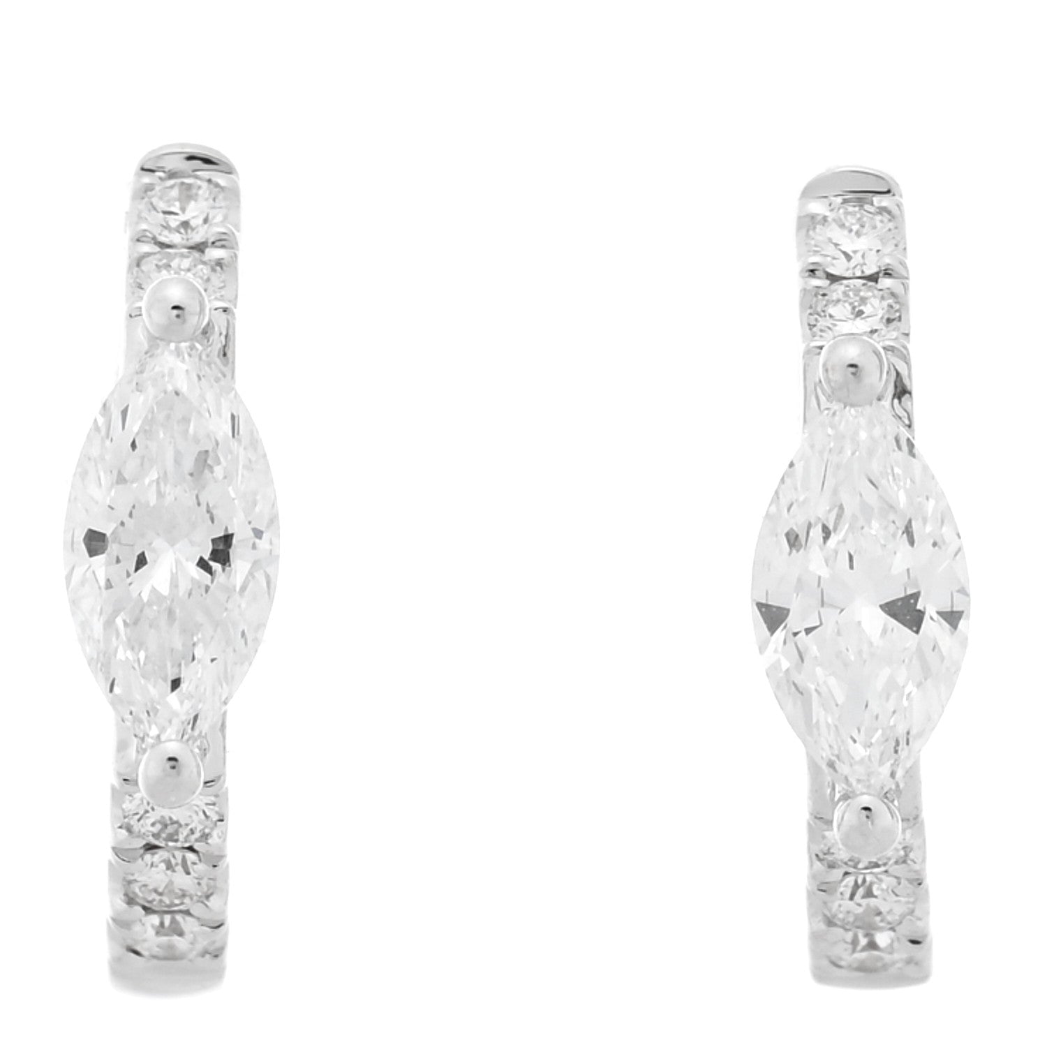 Anita Ko 18K White Gold Diamond Marquise Center Huggie Earrings 1 of 5