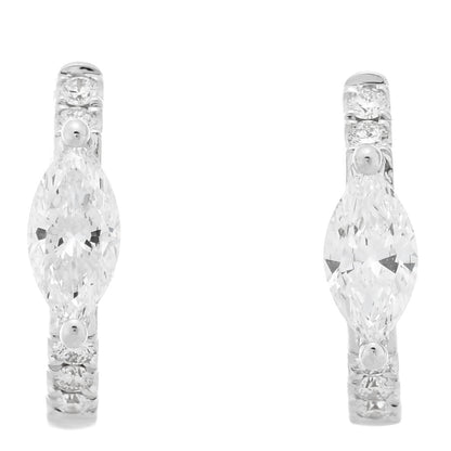 Anita Ko 18K White Gold Diamond Marquise Center Huggie Earrings 1 of 5