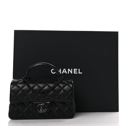Chanel Lambskin Quilted Mini Top Handle Rectangular Flap So Black 10 of 10