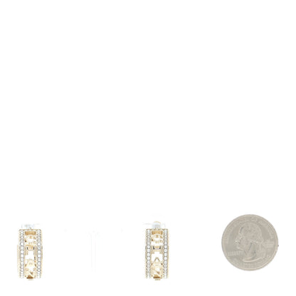 Chanel Metal Crystal Bow-tiful CC Hoop Earrings Gold 2 of 6