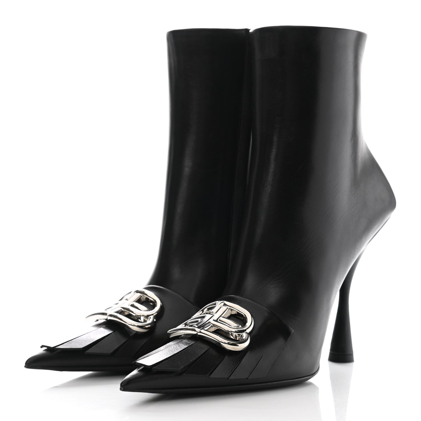 Shiny Kidskin Fringe BB Knife Booties 37.5 Black