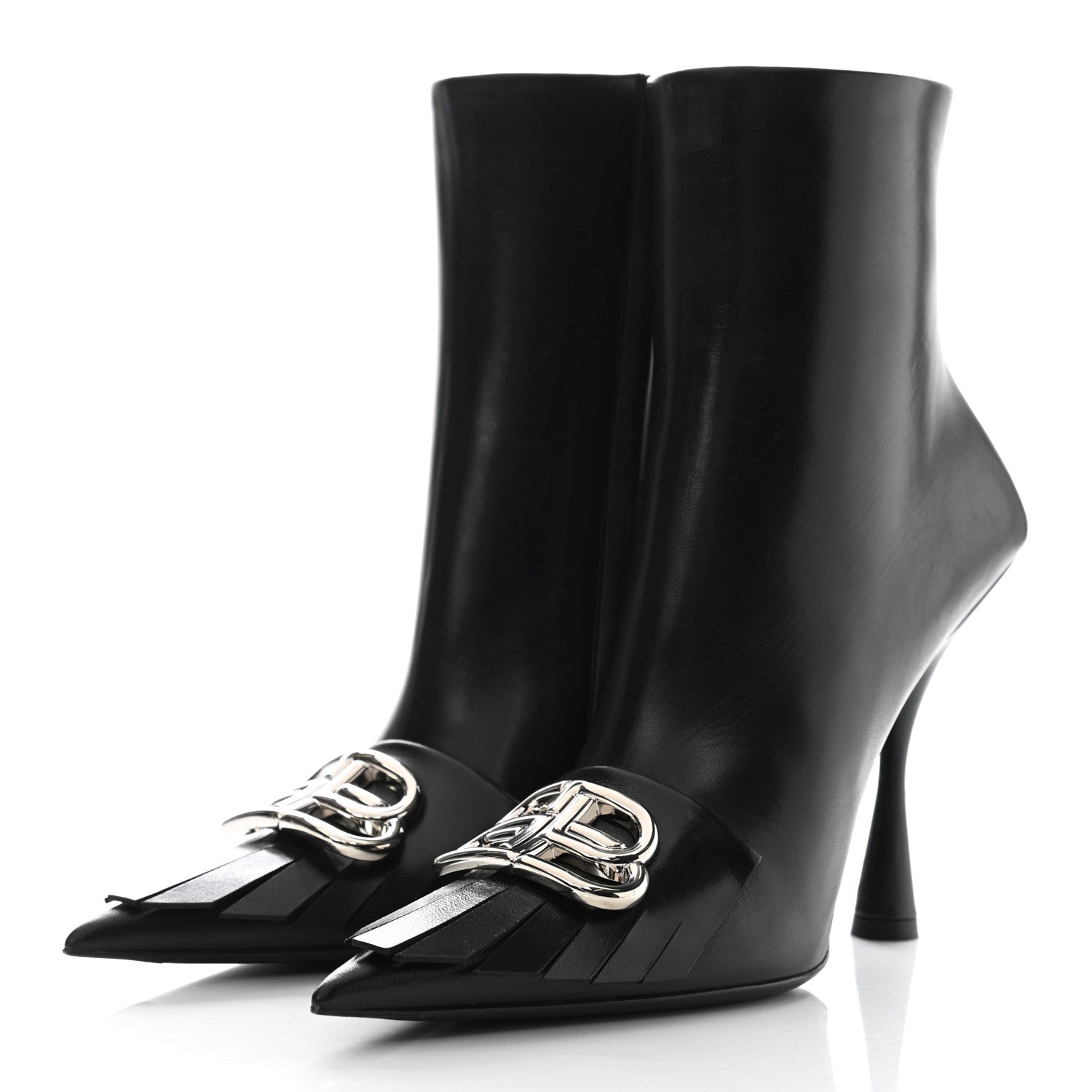 Balenciaga Shiny Kidskin Fringe BB Knife Booties 37.5 Black 3 of 10