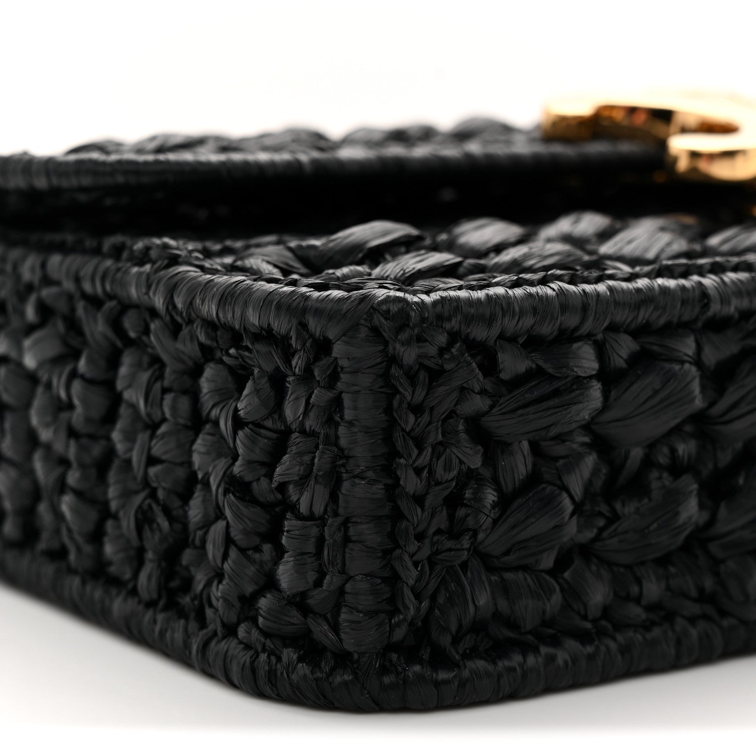 Celine Raffia Effect Claude Chain Shoulder Bag Black 9 of 10