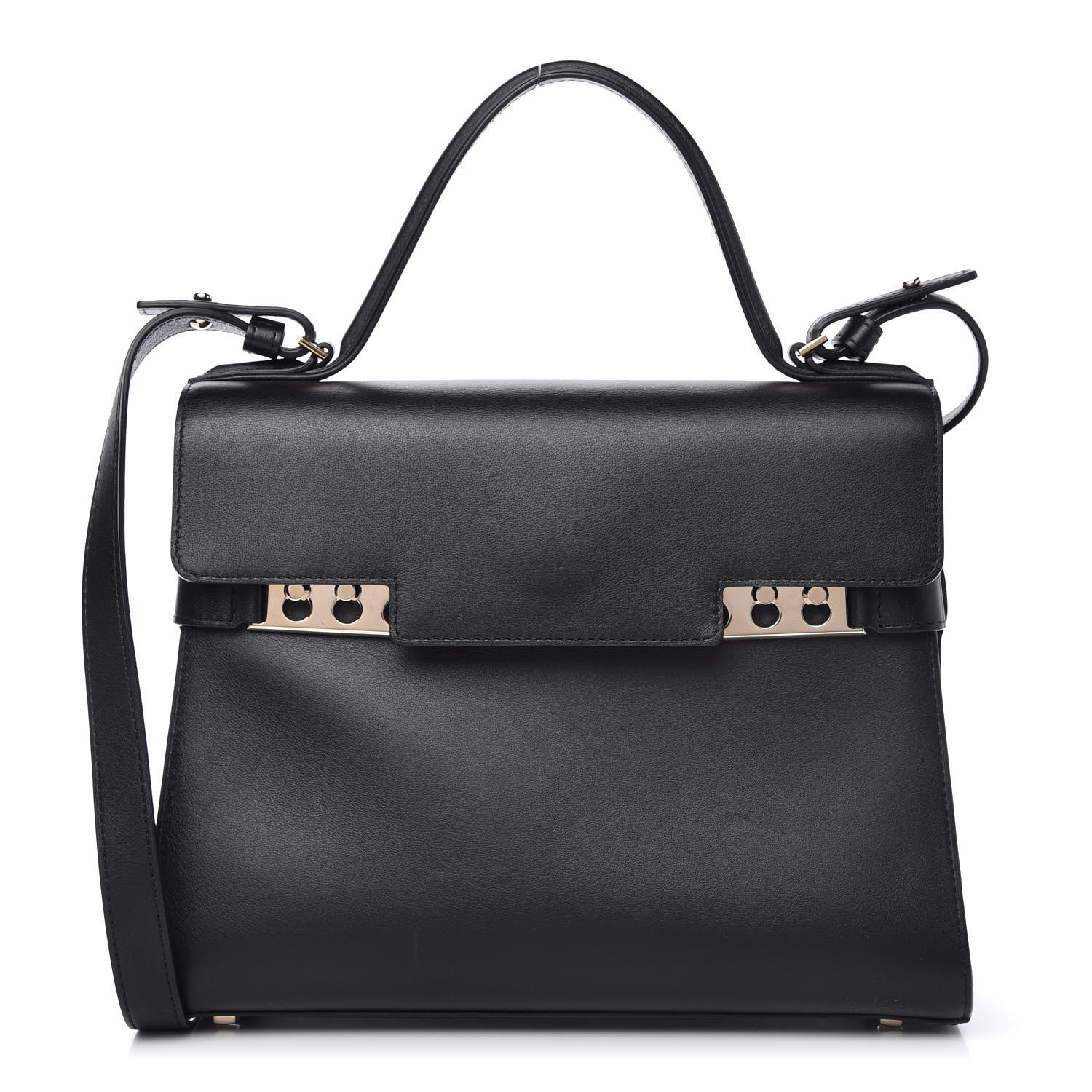 Delvaux Calfskin MM Tempete Satchel Black 1 of 9
