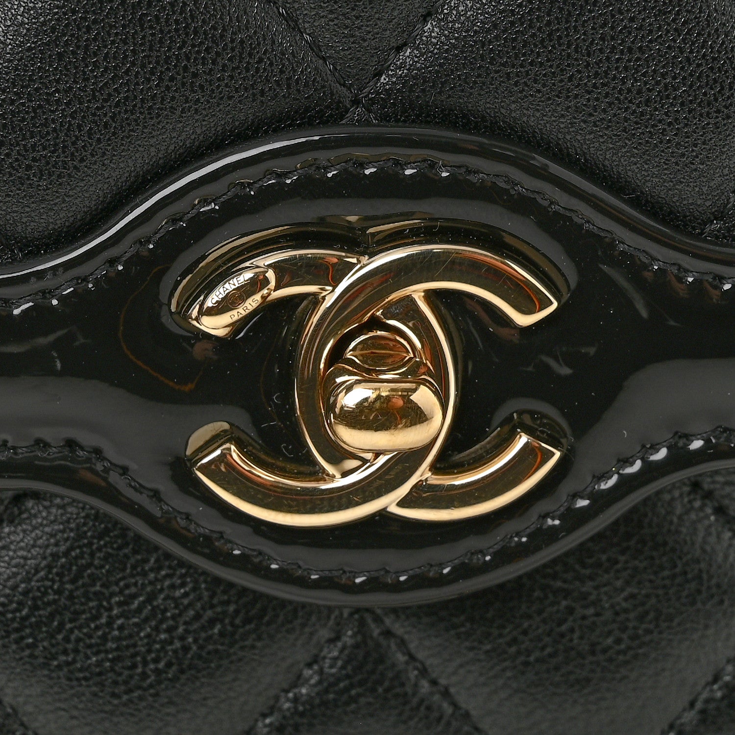 Chanel Lambskin Patent Calfskin Quilted Hold The Line CC Wallet On Chain WOC Black 12 of 12