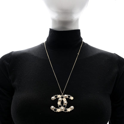 Chanel Crystal Pearl CC Chain Necklace Gold Black 2 of 4