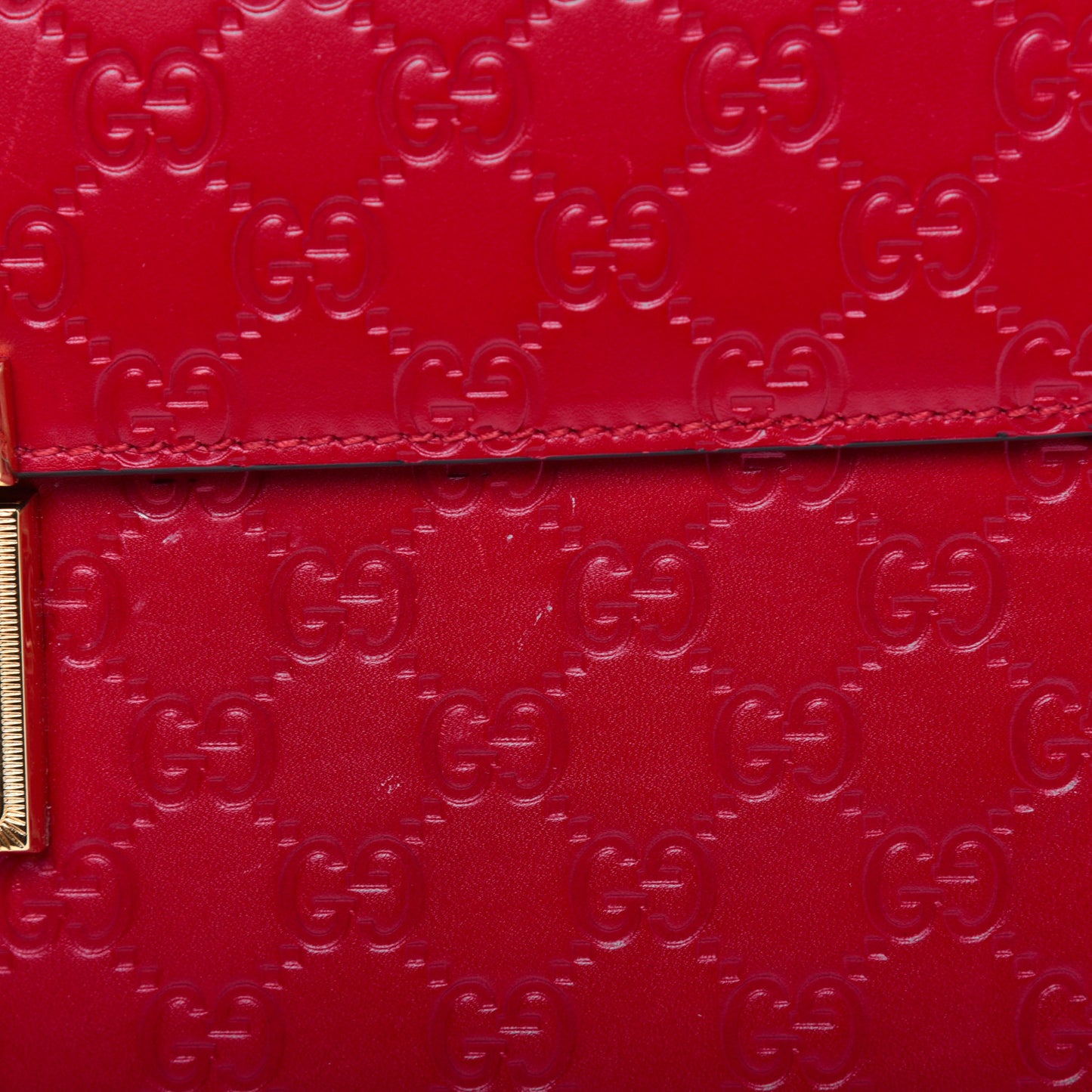 Guccissima Signature Medium Padlock Top Handle Bag Hibiscus Red