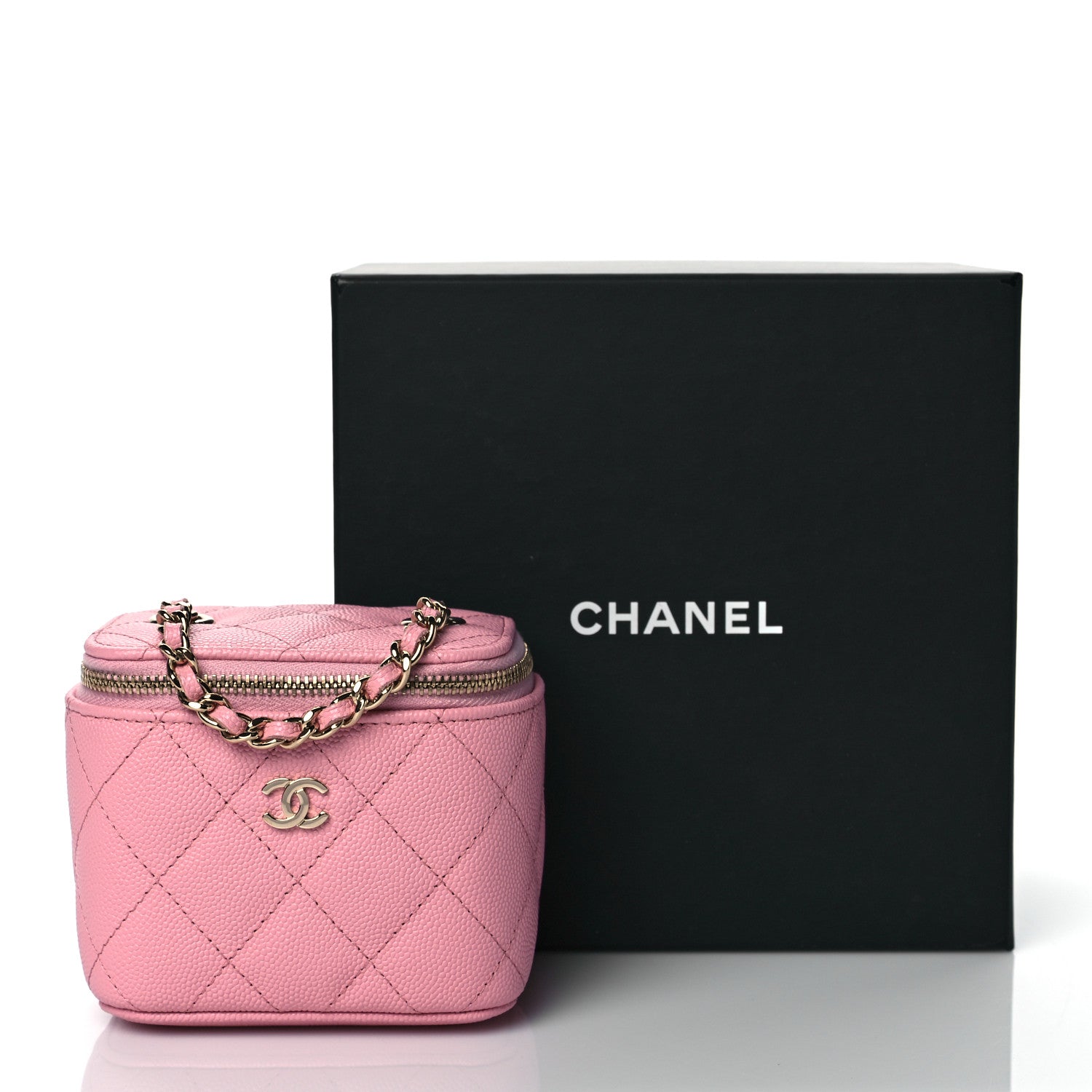 Chanel Caviar Quilted Mini Vanity Case With Chain Light Pink 10 of 10