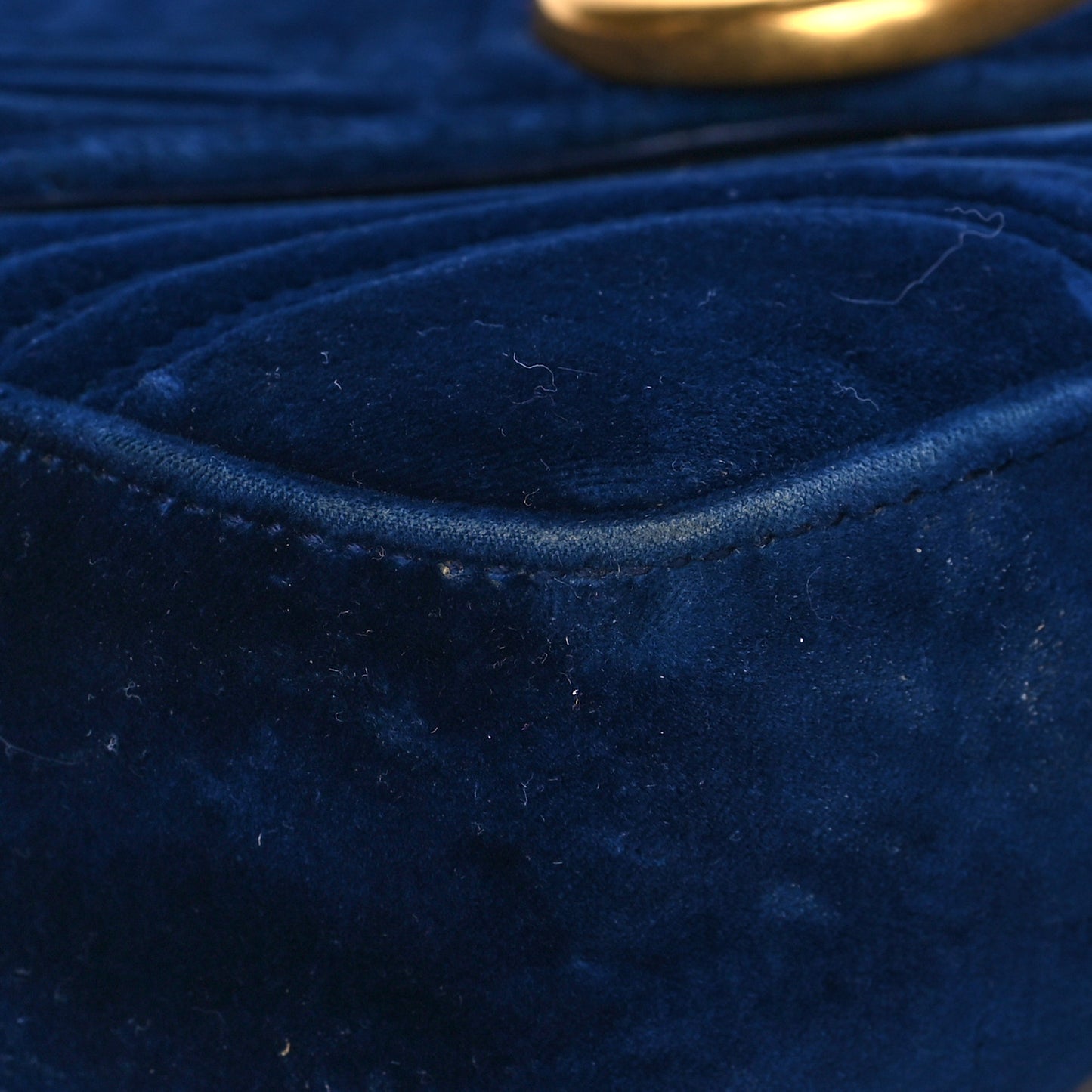 Velvet Matelasse Medium GG Marmont Shoulder Bag Cobalt Blue