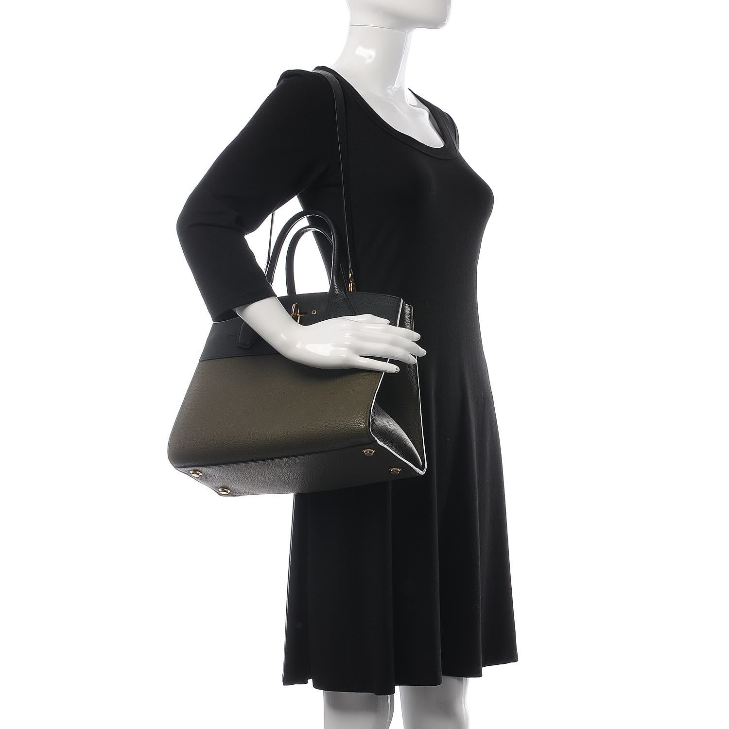 Louis Vuitton Calfskin City Steamer MM Kaki Black 2 of 14