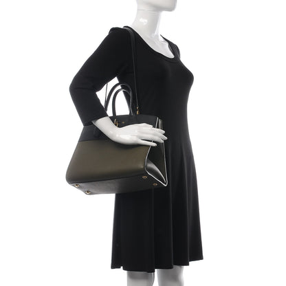 Louis Vuitton Calfskin City Steamer MM Kaki Black 2 of 14