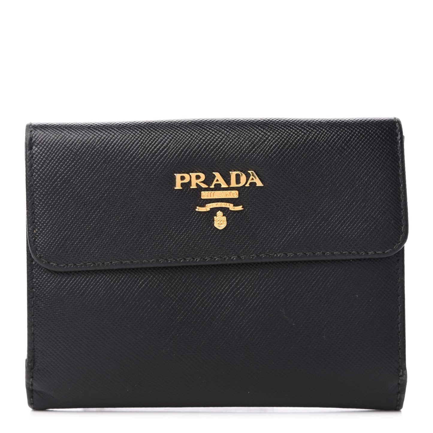 Saffiano Metal Flap Wallet Black