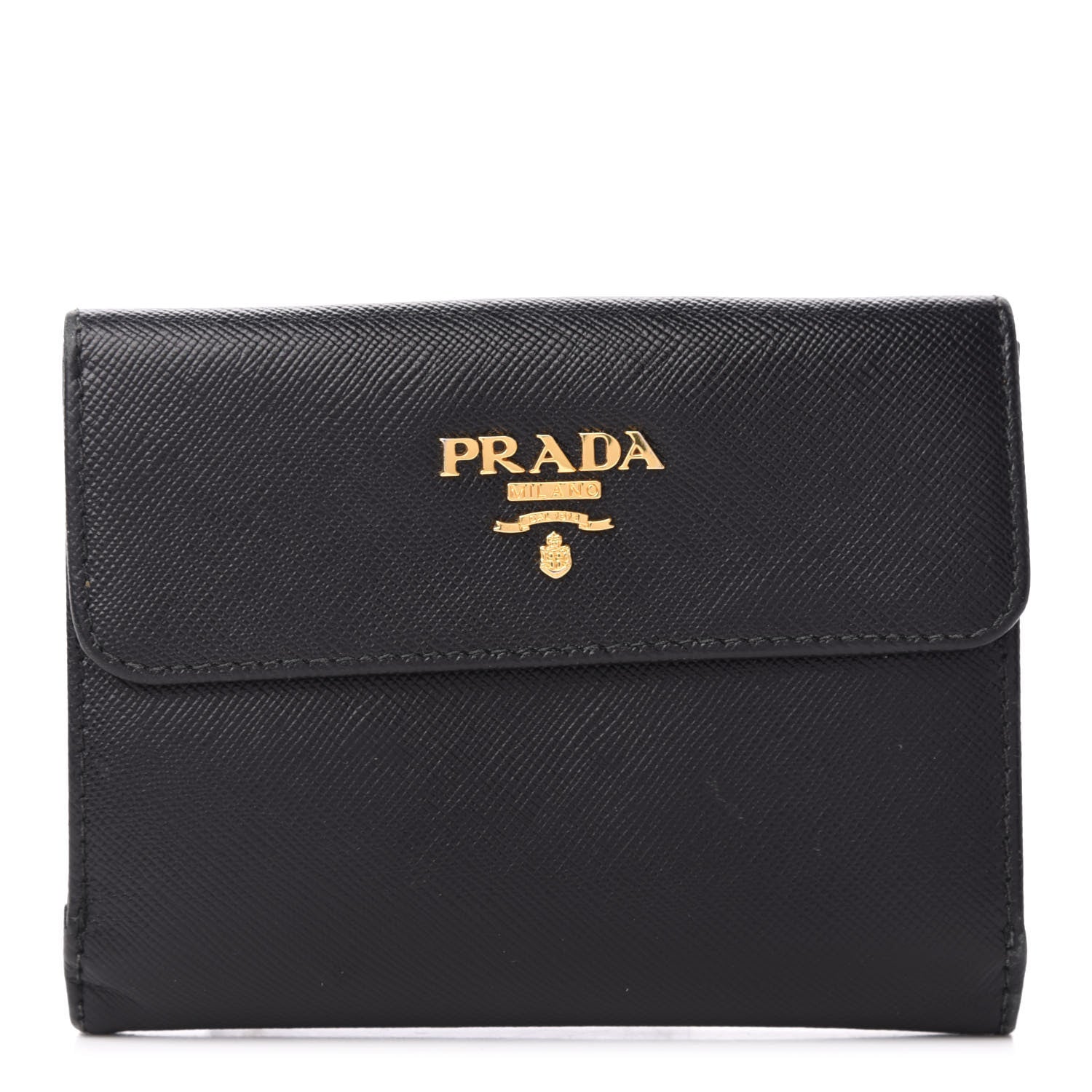 Prada Saffiano Metal Flap Wallet Black 1 of 6