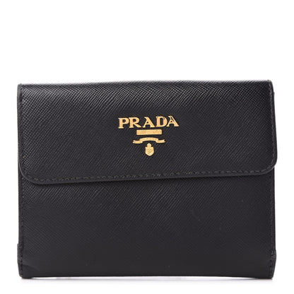 Prada Saffiano Metal Flap Wallet Black 1 of 6