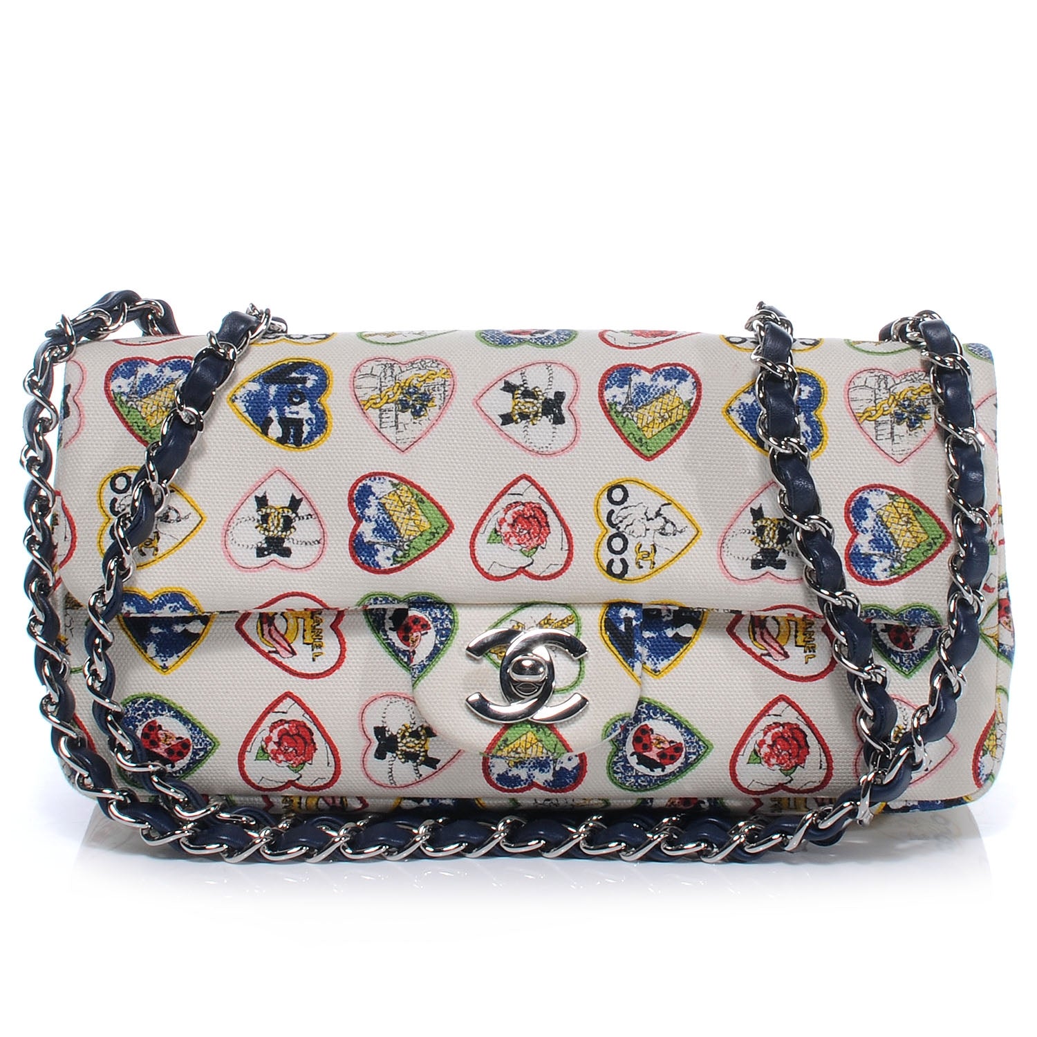 Chanel Canvas Coco Hearts East West Flap 1 of 8