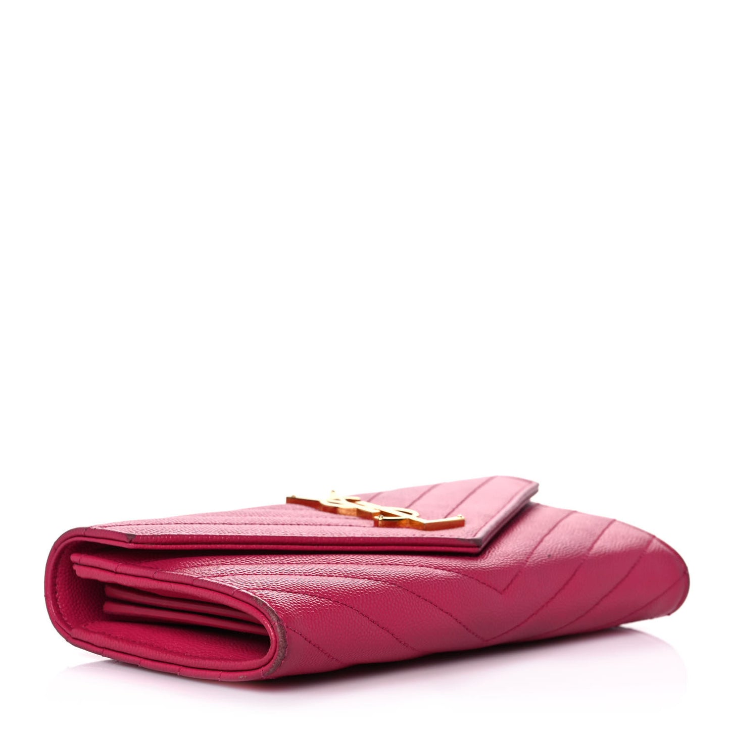 Grain De Poudre Matelasse Chevron Monogram Flap Wallet Fuxia