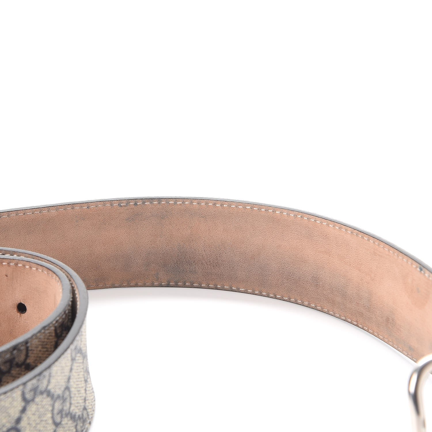 Gucci GG Supremem Monogram Selleria Calfskin Square Spur 40mm Belt 95 38 Beige Blue 8 of 10