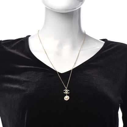 Chanel Crystal Pearl CC Lace Camellia Necklace Gold 2 of 6