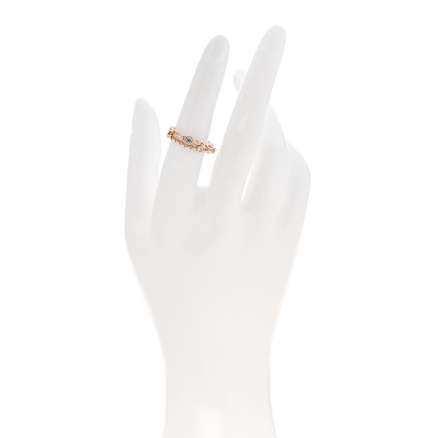18K Rose Gold Diamond PM Chaine d'Ancre Chaos Ring 52 6
