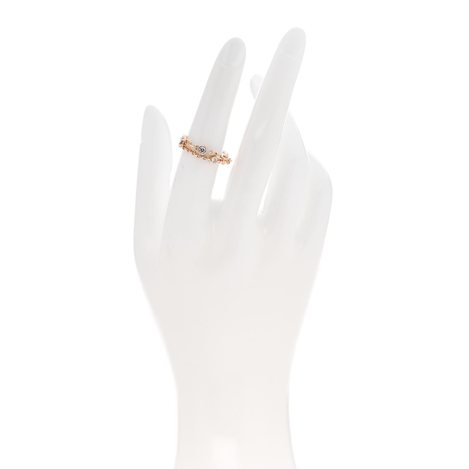 Hermes 18K Rose Gold Diamond PM Chaine d'Ancre Chaos Ring 52 6 2 of 6