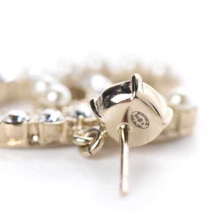 Chanel Crystal Pearl Dazzling Domino CC Drop Earrings Gold 4 of 4