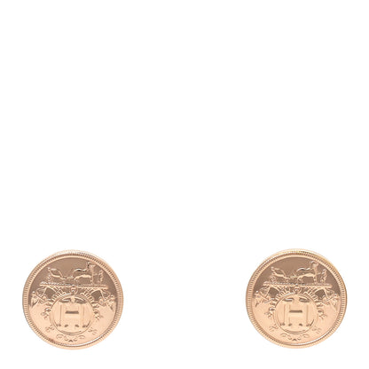 Hermes 18K Rose Gold TPM Ex-Libris Stud Earrings 1 of 5