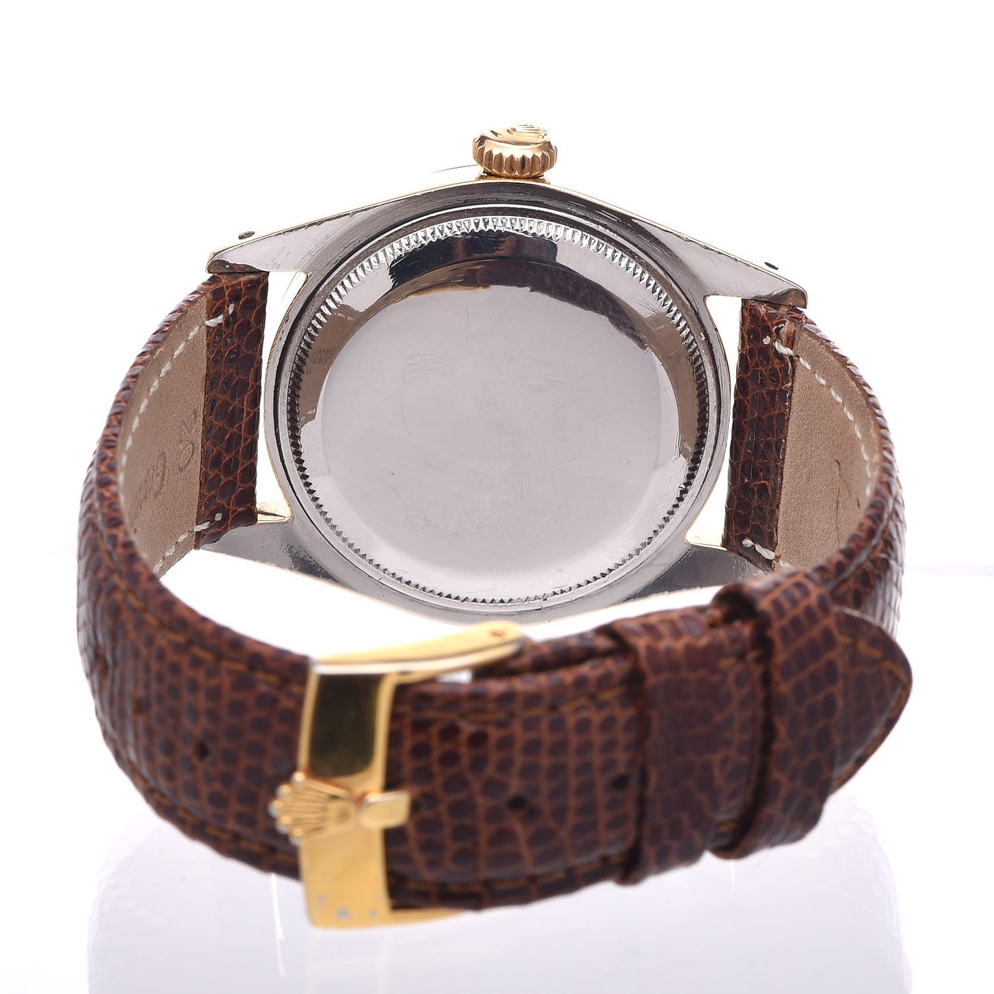 Stainless Steel Lizard 34mm Oyster Perpetual Watch Brown 6634