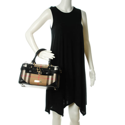 Burberry House Check Bridle Calfskin Medium Alchester Bowling Bag Black 2 of 8