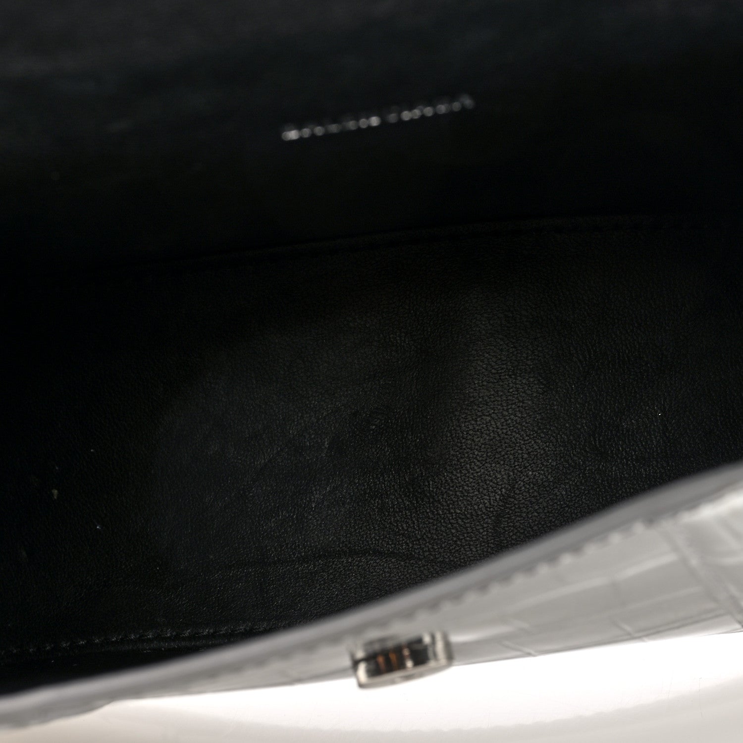 Balenciaga Metallic Calfskin Crocodile Embossed Hourglass Top Handle Bag XS Silver 5 of 9