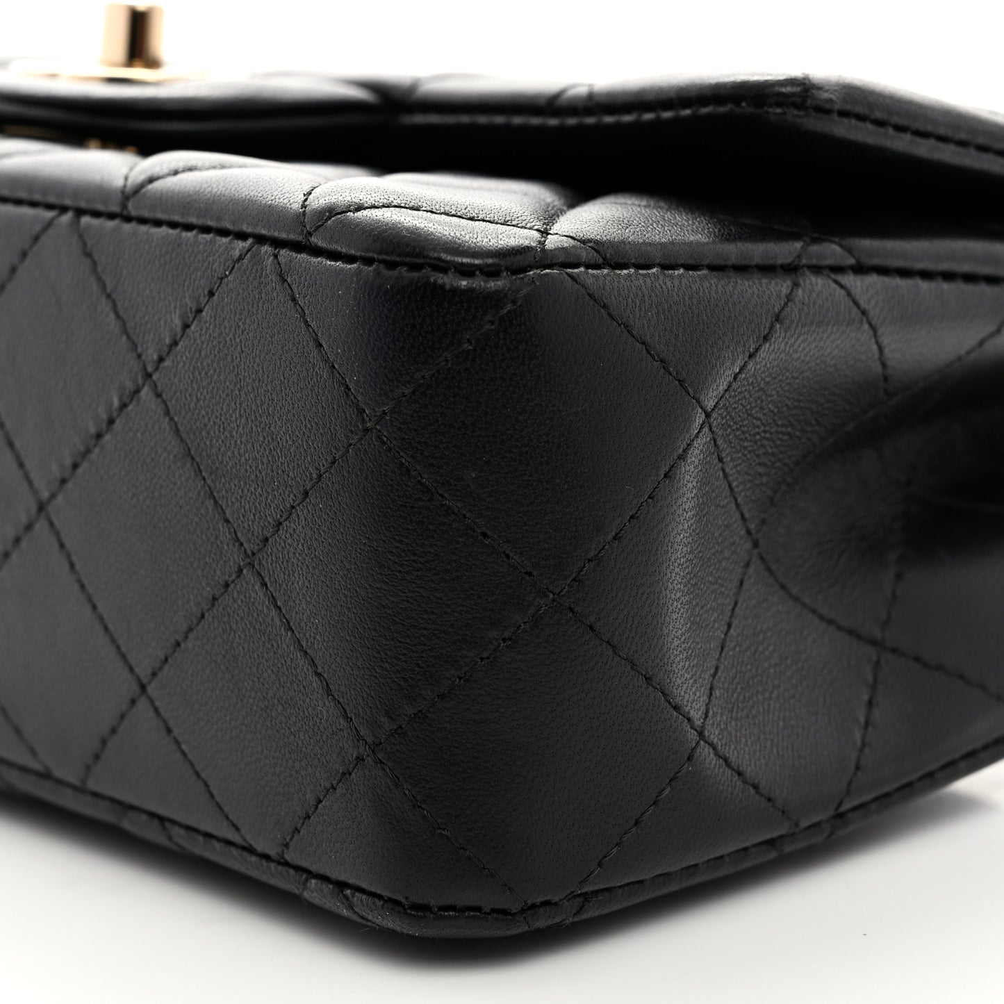 Lambskin Quilted Mini Rectangular Flap Black
