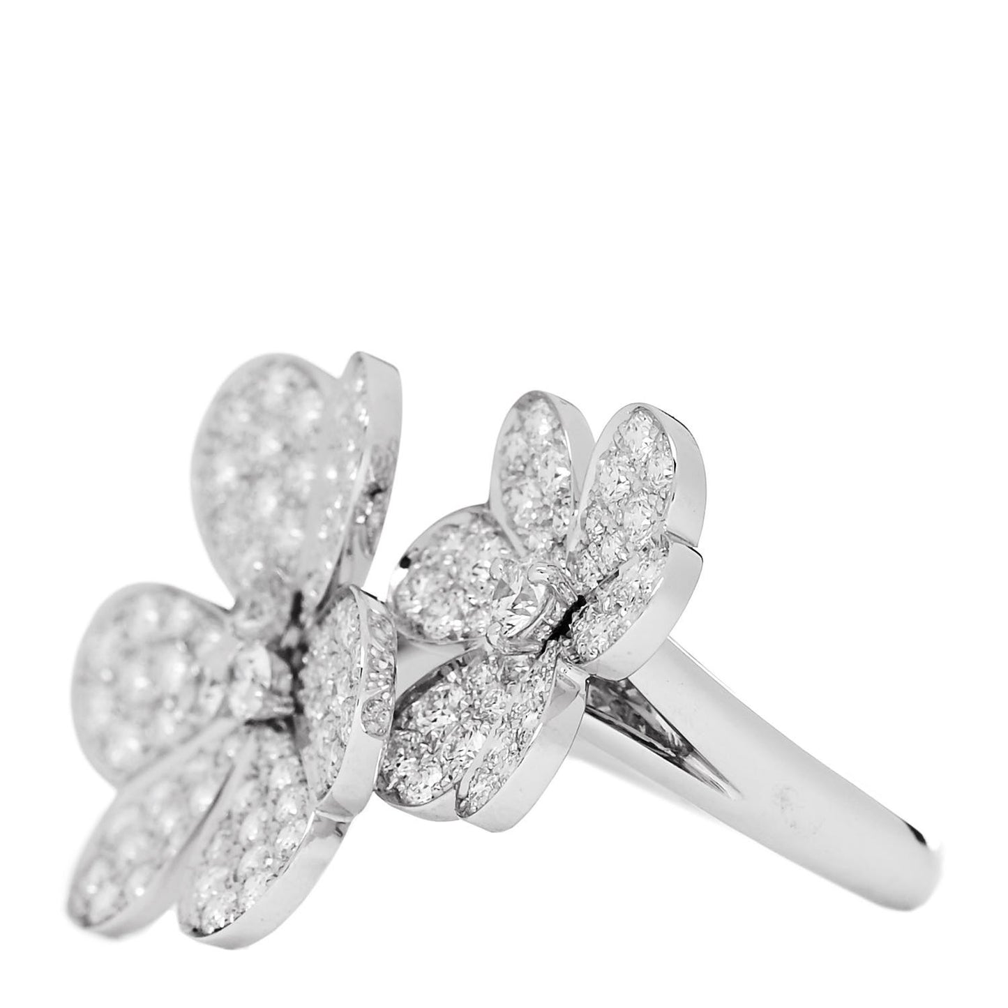 18K White Gold Diamond Frivole Between The Finger Pave Ring 54 7