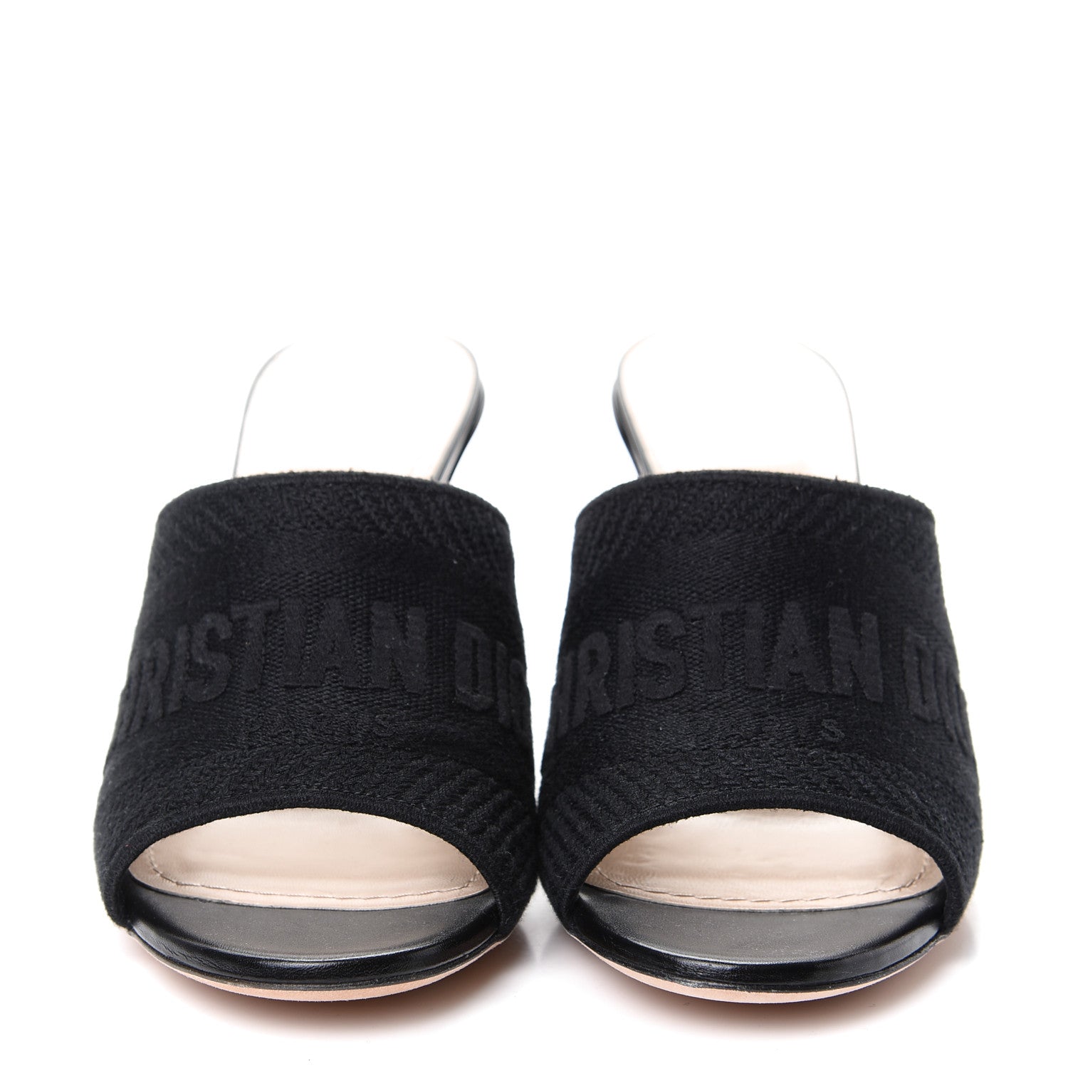 Christian Dior Cotton Embroidered D-Way Heeled Slide Sandal 36.5 Black 2 of 10