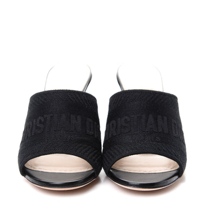 Christian Dior Cotton Embroidered D-Way Heeled Slide Sandal 36.5 Black 2 of 10