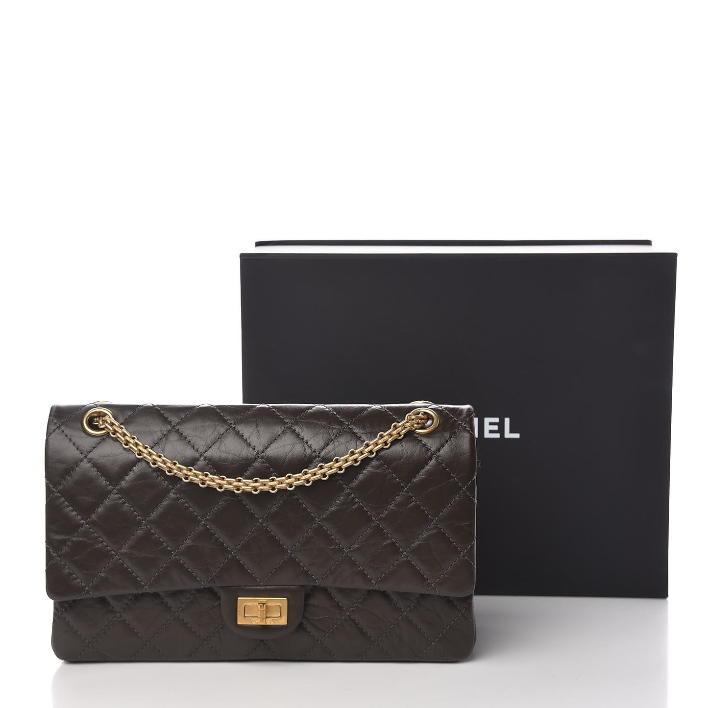Aged Calfskin Quilted 2.55 Reissue 226 Flap Dark Khaki