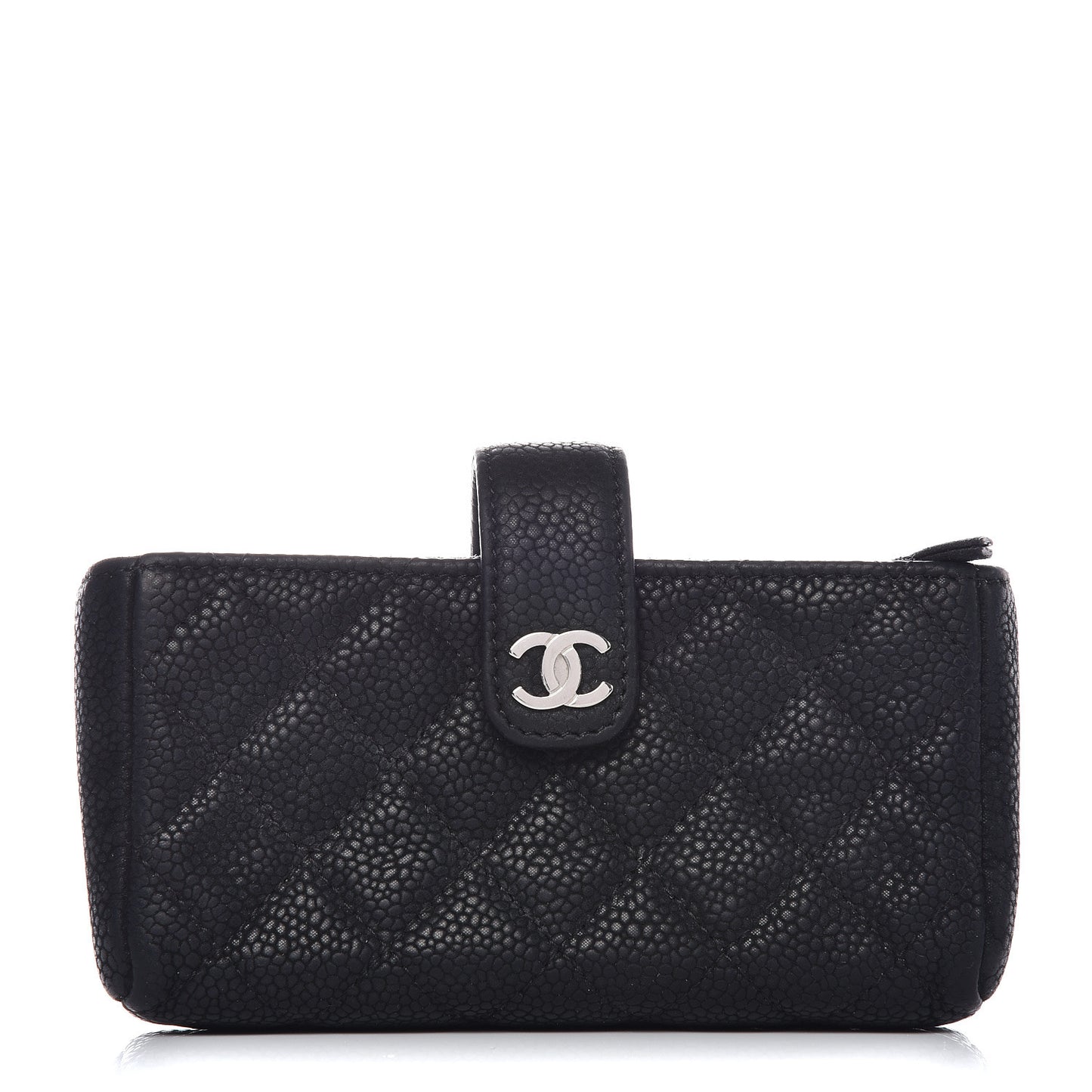 Caviar Quilted Mini Phone Holder Clutch Black