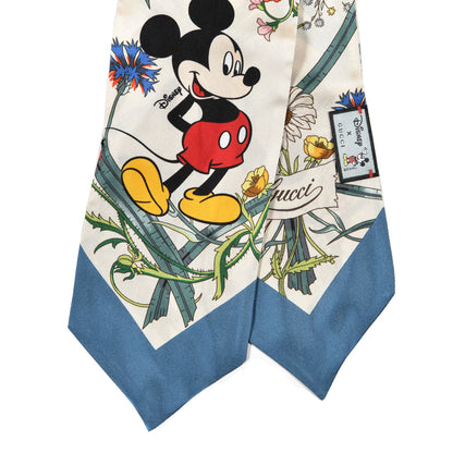Gucci X DISNEY Silk Twill Mickey Lac Neck Bow Scarf Ivory Blue 2 of 4