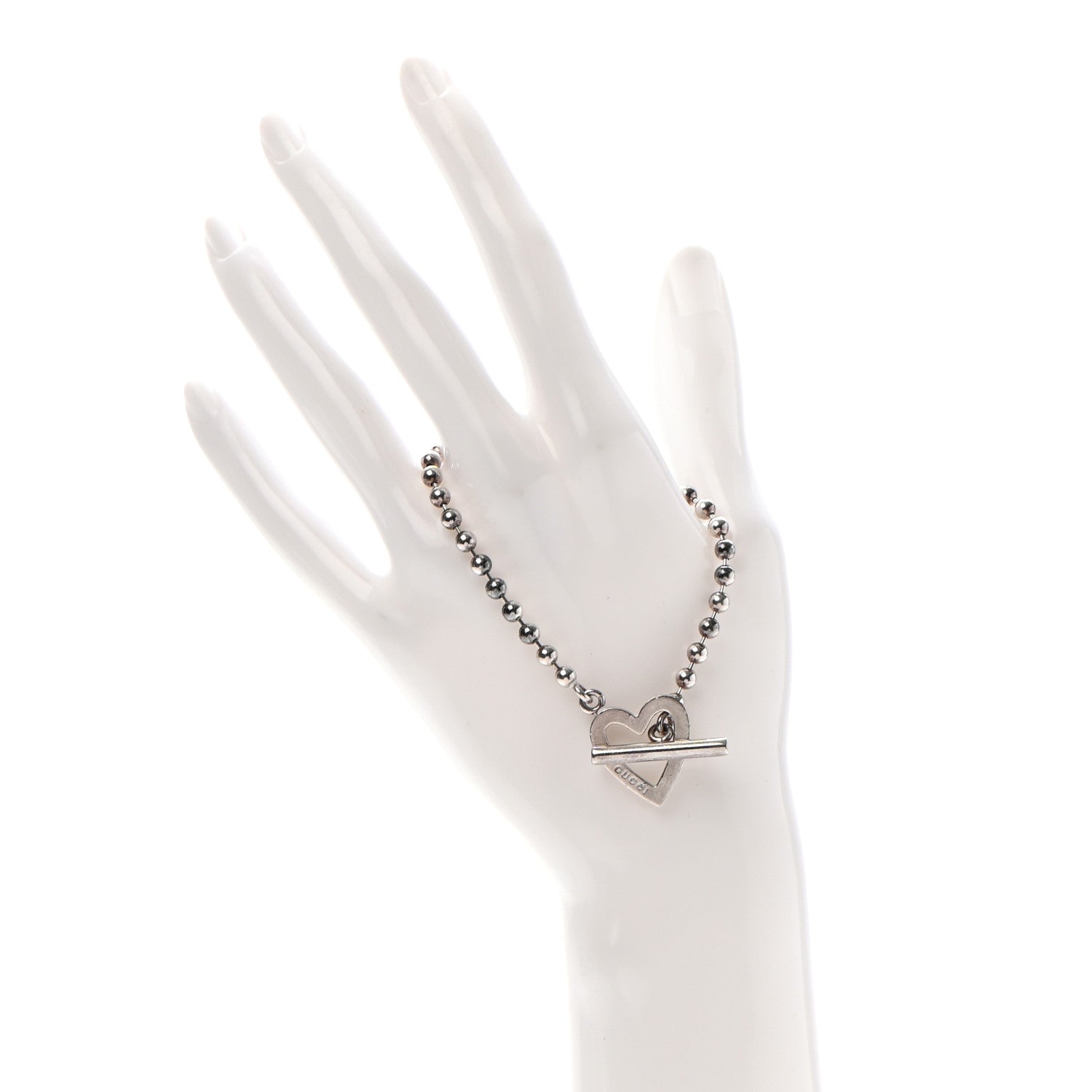 Gucci Sterling Silver Boule Heart Toggle Bracelet 2 of 6