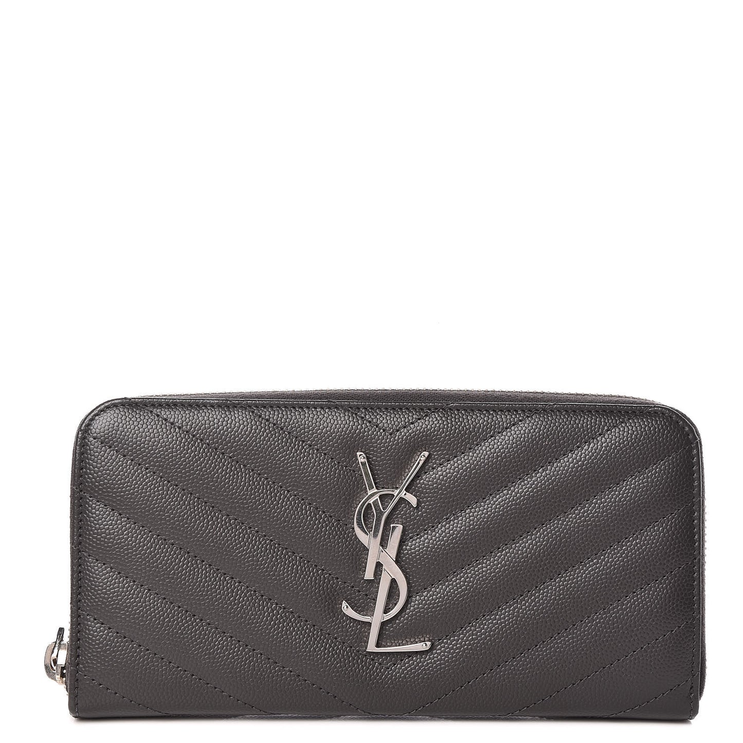 Grain De Poudre Matelasse Chevron Monogram Zip Around Wallet Coal